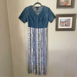 Vintage Denim and Paisley Cottage Cowgirl Dress